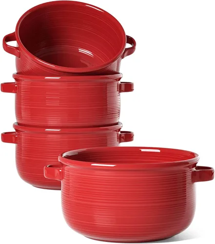 Miniatura 12 de LE TAUCI Cuencos para sopa con asas - 22 oz de cerámica sin plomo para sopa de cebolla francesa, aptos para horno y microondas, diseño resistente al