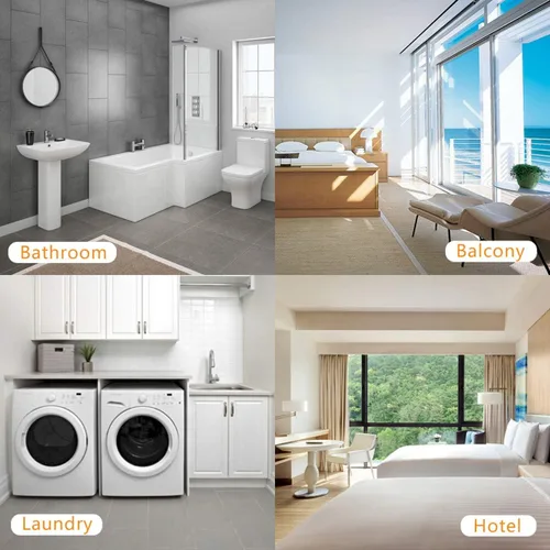 Miniatura 4 de JOOM Tendedero retráctil de acero inoxidable resistente de 9 pies (máx), para colgar en el baño, lavandería, hoteles, acabado cromado, estilo Blanco