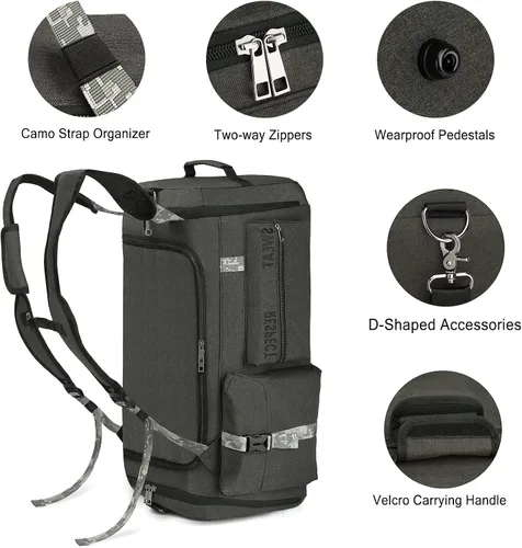 Miniatura 5 de Bolsas de gimnasio para hombre, bolsa de lona para gimnasio, mochila deportiva de 3 vías para hombres con compartimento para zapatos y bolsillo