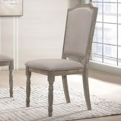 Miniatura 3 de Roundhill Furniture Ferran - Silla de comedor con pedestal de madera, color gris recuperado, juego de 2