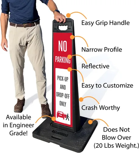 Miniatura 2 de SmartSign LotBoss - Kit de letreros verticales con base de goma, doble cara, 7.875 x 35.5 pulgadas, letrero reflectante de grado de ingeniero 3M