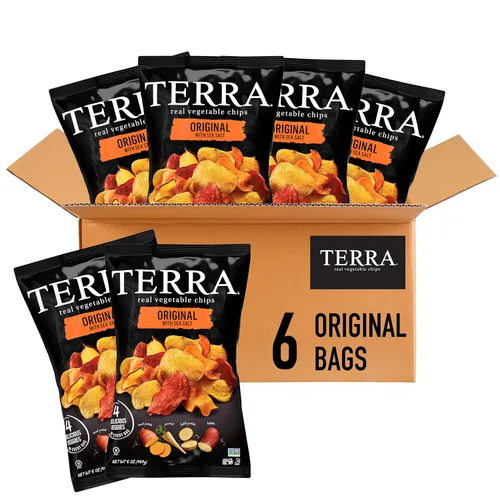 Miniatura 27 de Terra Papas fritas vegetales, Patatas dulces cortadas en ondas con sal marina, 5 onzas