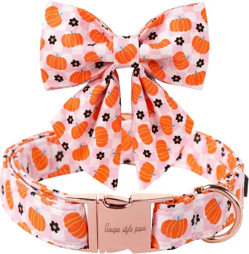 Miniatura 31 de Unique style paws Collar de perro con corbata, collar de perro a cuadros rosa y verde, el mejor regalo para perros pequeños, medianos y grandes, S