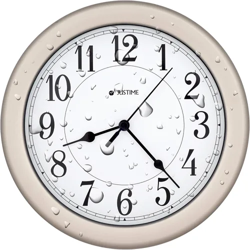 Miniatura 8 de JUSTIME Reloj de pared resistente al agua de 8.5 pulgadas para baño, cocina, barco, caravana, silencioso, sin tictac, funciona con pilas, montaje