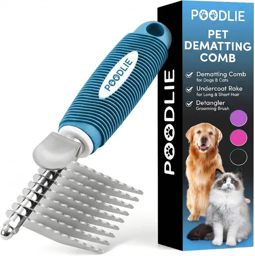 Miniatura 13 de Poodle - Peine Rastrillo Desenredante para Perros y Gatos - Cuchillas Largas de Acero de Seguridad de 2.5" Peine de Metal para Desenredar Pelo