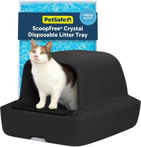 PetSafe ScoopFree Crystal Pro ZAL00-18159 - Sistema de caja de arena autolimpiante para gatos, entrada frontal cerrada, control avanzado de olores,