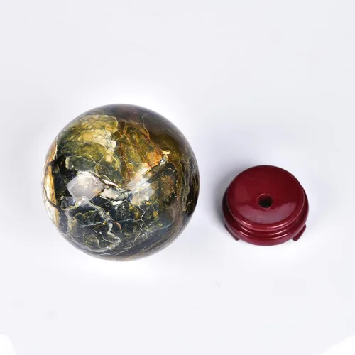 Miniatura 3 de JIC Gem Esfera de cristal de cuarzo Pietersite, bola de cristal decorativa azules y marrones dorados para meditación, decoraciones de mesa