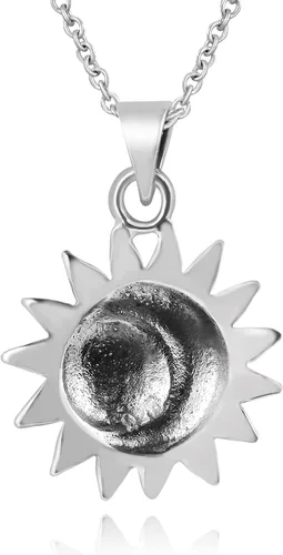 Miniatura 3 de AeraVida Collar de plata de ley 925 con sol celestial y luna, Metal