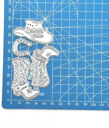 Miniatura 2 de Botas de vaquero del oeste, sombrero de vaquero, feliz cumpleaños, troqueles de corte de metal, troqueles de bricolaje, álbumes de recortes