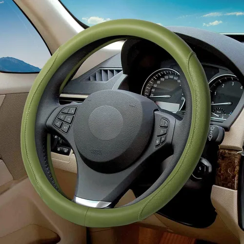 Miniatura 13 de Funda de volante de piel de microfibra con relieve clásico, protector de rueda antideslizante y transpirable para automóvil, ajuste para volantes