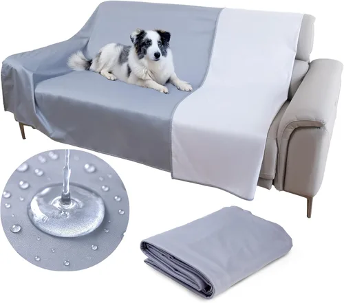 Miniatura 7 de Funda de Cama Protectora Impermeable Delgada Reversible (Tamaño King, 100 x 96 pulgadas), para Mascotas, Bebés; Incontinencia, Suciedad, Baba Gris