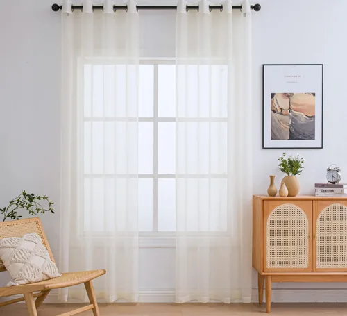 Miniatura 45 de PI - Cortinas traslúcidas con paneles pequeños, cortina transparente para ventana de cocina, mirador, 2 paneles