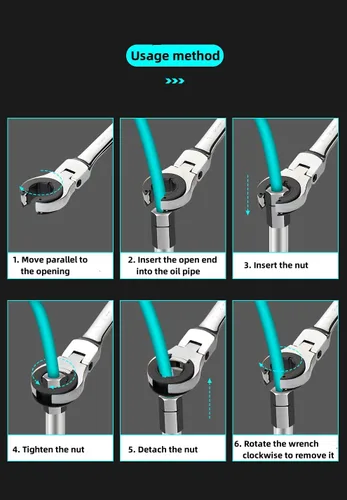 Miniatura 7 de Llave combinada de trinquete para tubos, llave de cabeza ajustable flexible, herramientas manuales, llave de engranaje de anillo Herramientas