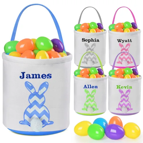 Miniatura 7 de Jocidea - Cesta de Pascua personalizada, paquete de 1 cestas de Pascua personalizadas para niñas y niños, cesta de Pascua personalizada para bebés