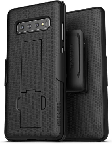 Miniatura 2 de Encased Funda con clip para cinturón Galaxy S10 (2019 DuraClip) Funda de agarre delgada con funda para Samsung S10 (negro)