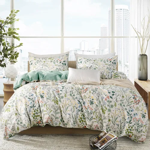 Miniatura 11 de Jane yre Funda de Edredón Queen de Flores de Microfibra Cepillada 3 Piezas Juego de Ropa de Cama Floral Queen Estilo Jardín Patrón Floral Azul Funda