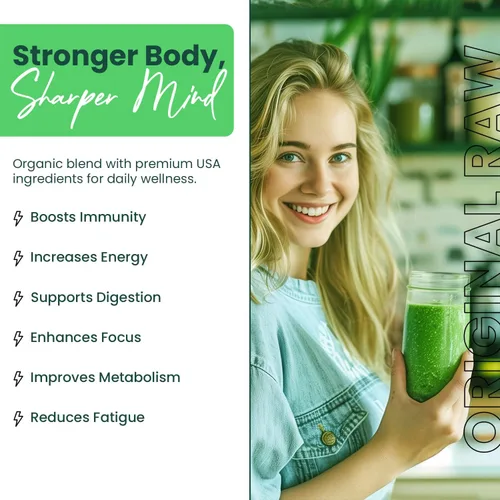 Miniatura 3 de Greens+ Superalimento en polvo orgánico RAW, apoyo inmunológico súper mezcla, patada matutina, impulso de energía, nutrición vibrante salud