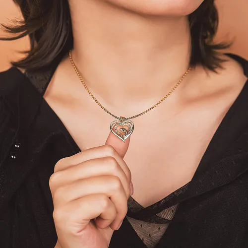 Miniatura 2 de FANCY SHINY Collar delicado de corazón de oro para mamá, collar de circonita cúbica, regalo de joyería para el día de la madre, cumpleaños