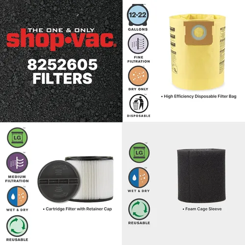 Miniatura 5 de Shop-Vac 8251205 Aspiradora utilitaria húmeda y seca de 12 galones, 5.5 CV pico, tecnología de motor SVX2, manguera de 2.5 pulgadas de diámetro x 8