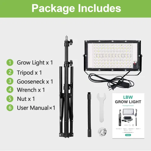 Miniatura 7 de LBW Luces de cultivo de pie para plantas de interior, 96 luces LED de cultivo de plantas de espectro completo, lámpara de cultivo de piso mejorada