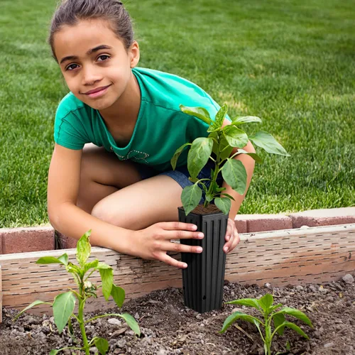 Miniatura 6 de Yardwe 50 macetas profundas para árboles, bolsas de cultivo de plástico de 11.2 pulgadas para plantas de semillero de cítricos, recipientes altos