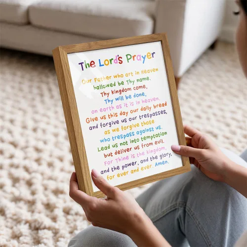 Miniatura 3 de Arte de pared con texto en inglés "Lords Prayer Framed", decoración religiosa de las Escrituras para la iglesia, aula de escuela dominical