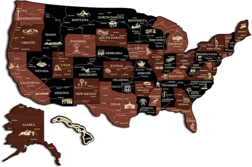 Miniatura 11 de JustLikeWood Rompecabezas de madera 3D de mapa de Estados Unidos de 16 x 9 ″ con los estados y capitales, decoraciones del 4 de julio, mapa de viaje