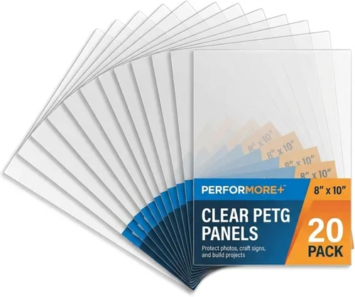 Performore Paneles acrílicos PETG inastillables | Paquete de 3 hojas de plexiglás de 8 x 10 pulgadas transparentes | Tableros de exhibición de
