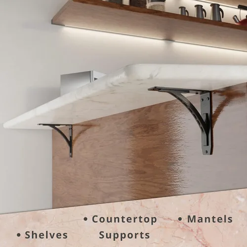Miniatura 64 de Starby Charleston Soportes de acero resistente para repisa de chimenea, estante flotante, soporte de encimera, soldado a mano (paquete de 2)