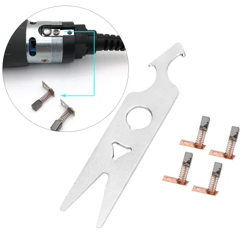 Miniatura 5 de Juego de 2 pares de llaves de cepillo de carbono, accesorios de pieza de repuesto para taladro de uñas, incluye cepillo de carbono y llave