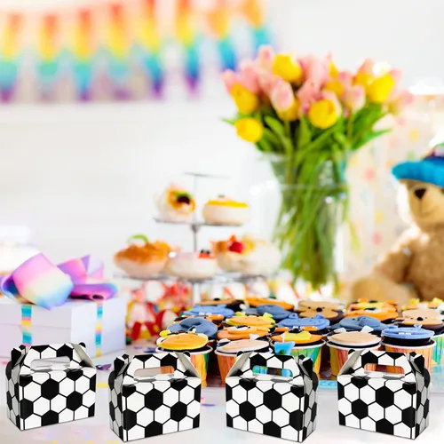 Miniatura 6 de Tevxj Paquete de 12 cajas de regalo para fiesta de fútbol, bolsas de dulces de fútbol, bolsas de golosinas y aperitivos para fiestas deportivas
