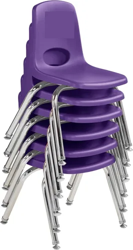 Miniatura 3 de FDP - Silla escolar apilable de 12 pulgadas, asiento apilable para estudiantes con patas de acero cromado y deslizadores giratorios de nailon