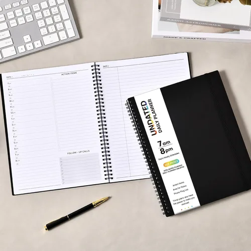 Miniatura 2 de Agenda diaria sin fecha, planificadores de citas en espiral, 208 páginas, 8.8 x 11 pulgadas, agenda diaria con horarios por hora, libro de citas