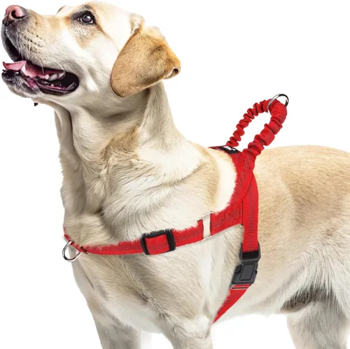 Miniatura 7 de PUPTECK Arnés sin tirones para perros grandes, arnés reflectante ajustable para mascotas, con asa elástica, arnés a prueba de escapes, sin Rojo