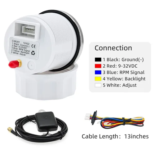 Miniatura 6 de ARTILAURA Velocímetro GPS de 52mm 2-1/6" para embarcaciones, 60 MPH, odómetro, 7 colores, impermeable, 9-32V, para AUTO, automóvil, marítimo (negro)