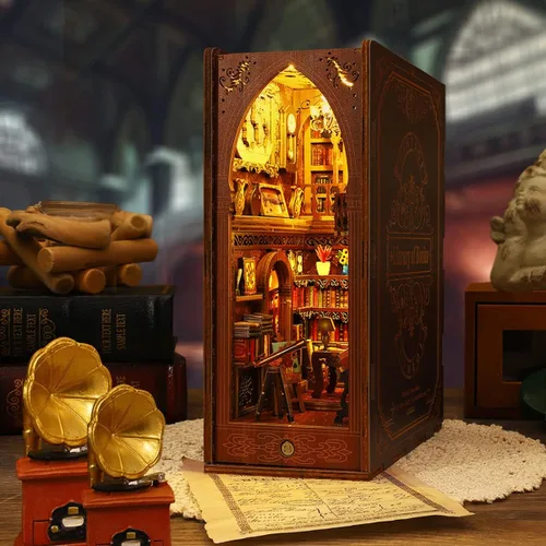 Miniatura 5 de Kit de manualidades 3D para rincón de lectura - Kit de casa en miniatura para adultos, adolescentes y principiantes, estantería de biblioteca