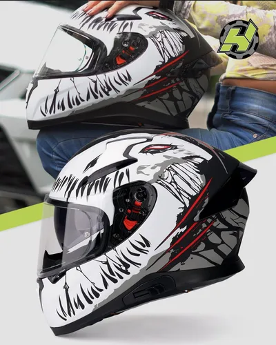 Miniatura 2 de HAX Full Face Motorcycle Helmet with Dual Rear Wing, DOT Approved Motorbike Street Bike Helmet with Pinlock Ready Plastic Nails for Adult