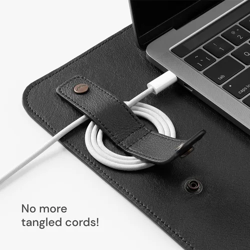 Miniatura 4 de Hidemont Tapete de escritorio de cuero de grano completo, tapete de escritorio personalizado de cuero real, organizador de cable para teclado