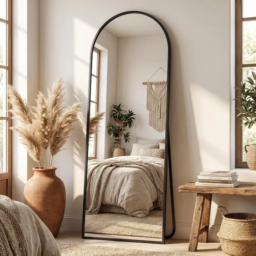 Miniatura 4 de Espejo de longitud completa, espejo arqueado de cuerpo completo de 59 x 18 pulgadas, espejos grandes de pie para dormitorio, baño, sala de estar