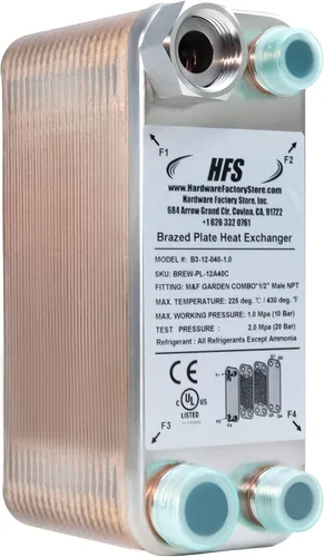 Miniatura 7 de HFS (R) Intercambiador de calor de acero inoxidable 304 de 40 placas de cerveza casera, 7.5 x 2.9 pulgadas, M&F GARDEN COMBO x 1/2 pulgada macho