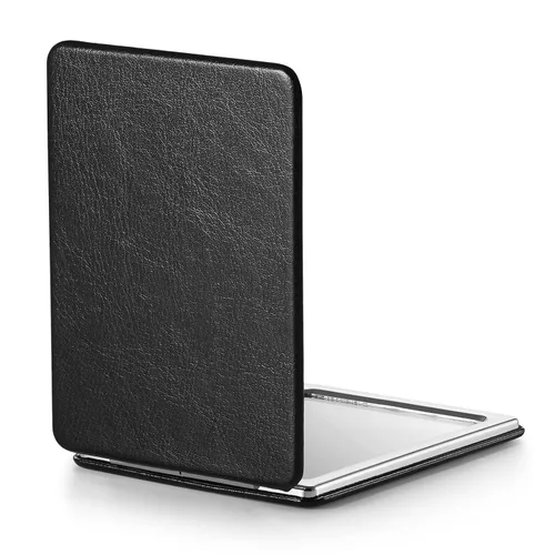 Miniatura 14 de Omiro - Espejo compacto, cuero PU clásico. Ampliación 1x/3x, ultra portátil para el bolsillo, ideal para bolsos y viajes (negro)