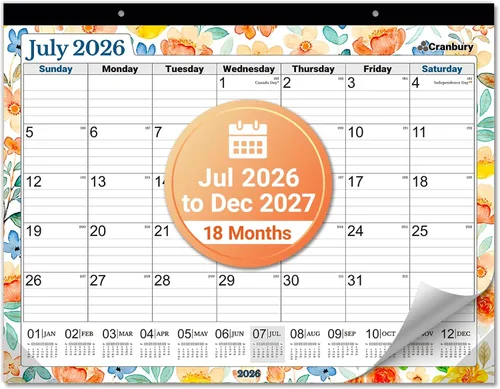 CRANBURY Calendario de escritorio grande 2025 de 22 x 17 pulgadas (floral), uso como calendario de escritorio grande o planificador de pared
