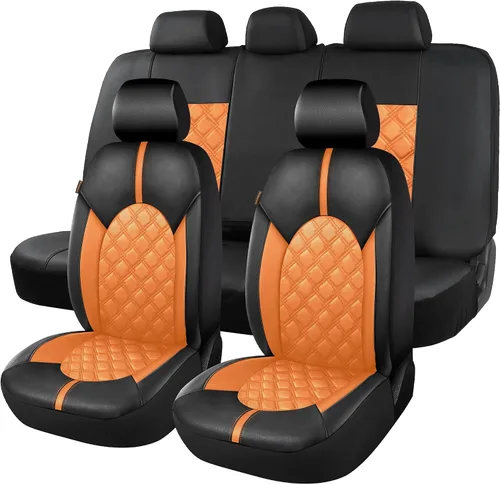 Miniatura 15 de CAROMOP Fundas de asiento de coche de cuero PU de lujo, juego delantero - Fundas de asiento impermeables y antimanchas para automóviles, fundas