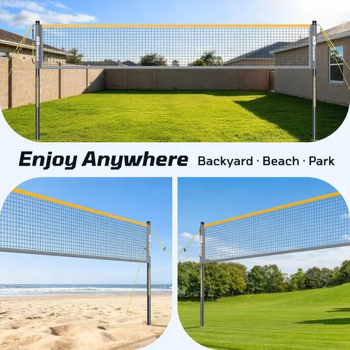 Miniatura 2 de Haokelball Outdoor Badminton Net Set with Anti-Sag Winch System - 20ft Badminton Net, 4 Rackets, 3 Shuttlecocks & Carry Bag, Badminton Set for