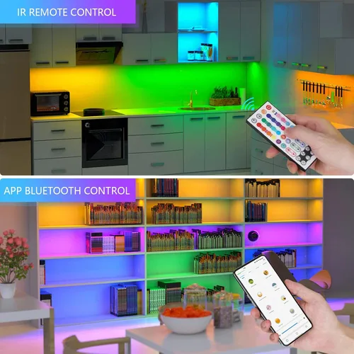 Miniatura 5 de RGBW - Kit de iluminación para debajo del gabinete con aplicación y control remoto, 6 tiras de luces LED para armario de cocina, mostrador, estante