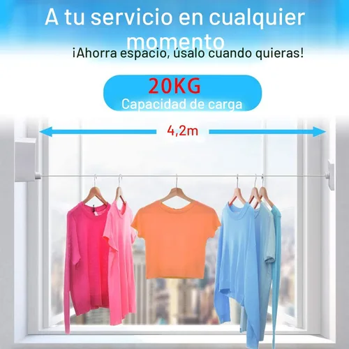 Miniatura 2 de Tendedero retráctil, línea de secado de ropa retráctil para interiores, líneas de ropa retráctiles dobles para colgar ropa al aire libre con alambre