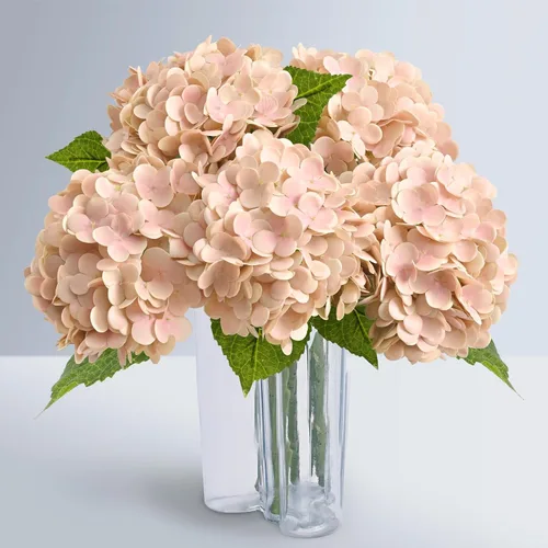 Miniatura 8 de Flores artificiales de hortensias de tacto real, 2 flores azules y 2 blancas de tacto real, flores de hortensias sintéticas de 21 pulgadas, flores