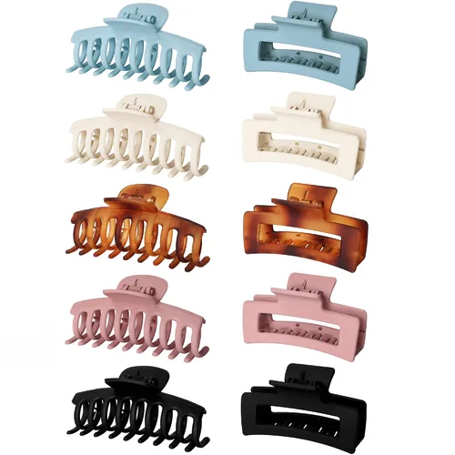 Miniatura 8 de 10 pinzas para el cabello para mujer, 3.5 pulgadas, antideslizantes, medianas y grandes, para cabello fino, paquete de 5 pinzas cuadradas