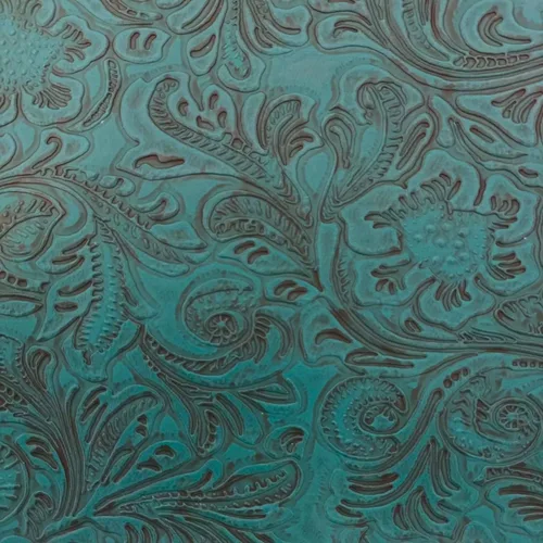 Miniatura 4 de Tela de vinilo de piel sintética de poliuretano con flores occidentales de color rojo oscuro, se vende por yarda, 56 pulgadas