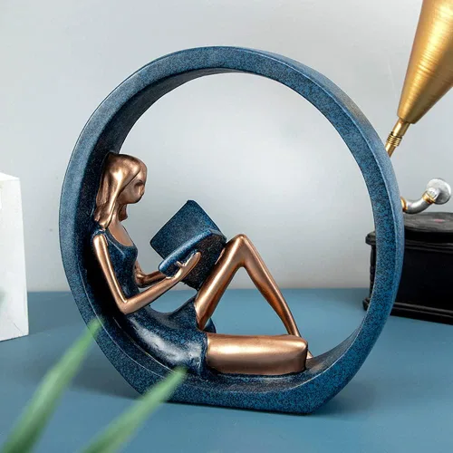Miniatura 4 de EKDJKK Estatuilla de resina leyendo un libro, estantería de yoga para niña, decoración estética, escultura, pieza de acento, esculturas artísticas